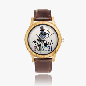 POINTS! Wooden Watch w/ Leather Strap by SNAZZY