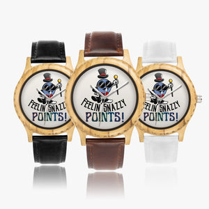 POINTS! Wooden Watch w/ Leather Strap by SNAZZY