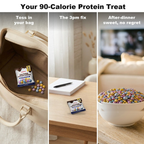 Your 90-calorie protein treat: POINTS! Dark Chocolate Crunch packs in a tote bag, at a desk for the 3pm fix and by a bowl after dinner