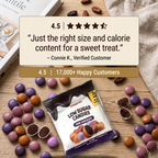 4.5 star review: Just the right size and calorie content for a sweet treat, with a POINTS! Dark Chocolate pack on scattered candies