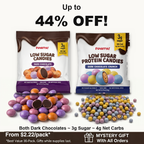 POINTS! Dark Chocolate and Dark Chocolate Crunch packs with piles of both candies: 3g sugar and 4g net carbs each, up to 44% off, from $2.22 a pack