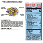 POINTS! Dark Chocolate Crunch features, full ingredient list and Nutrition Facts panel: 90 calories, 3g sugar, 6g fiber, 5g protein